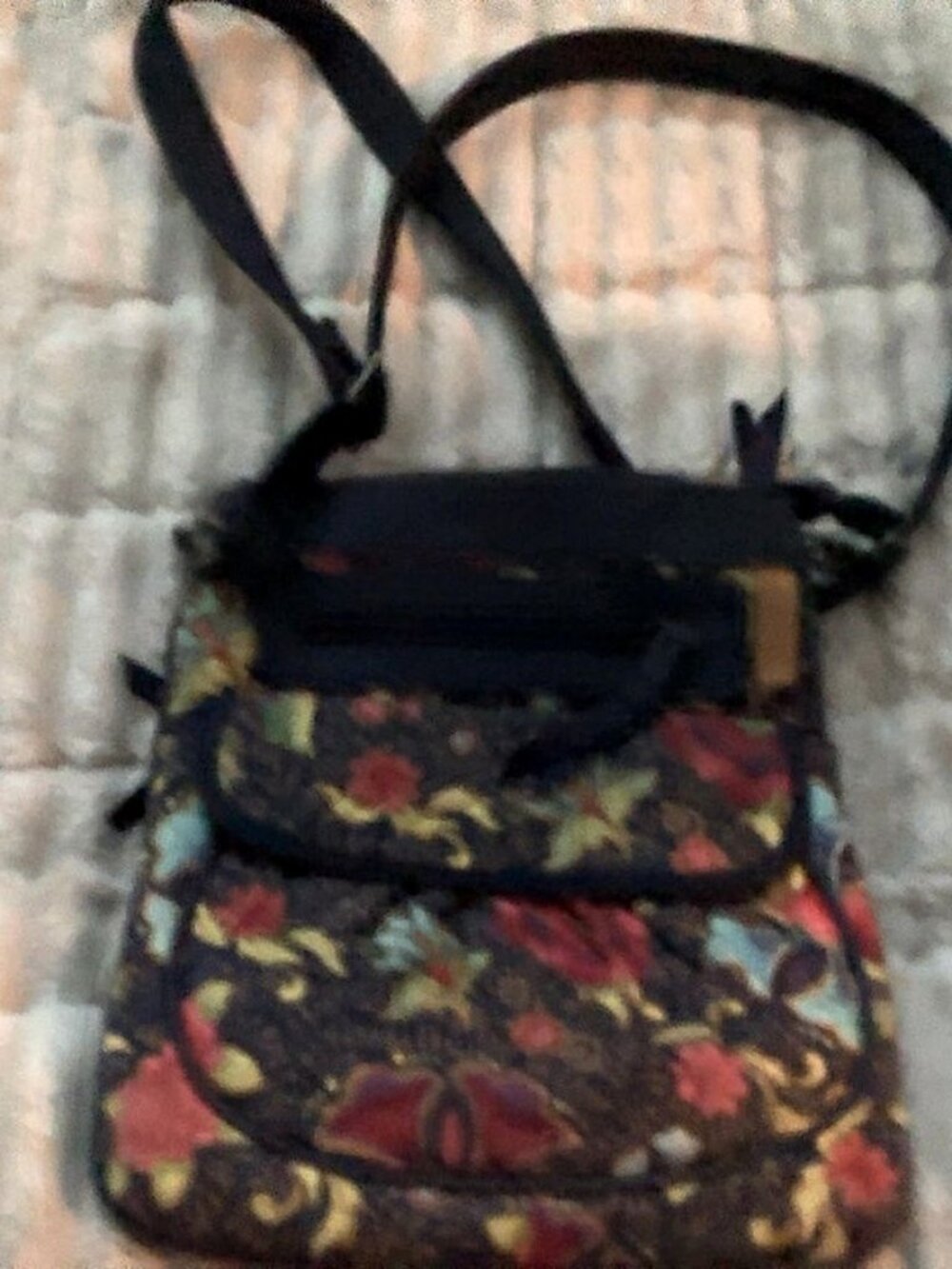 Donna Sharp Quilted Floral Crossbody Bag Multi Color 9x11 in Very Good Condition